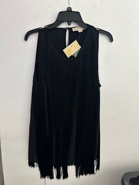 Michael Kors Black Fringe Sleeveless Dress